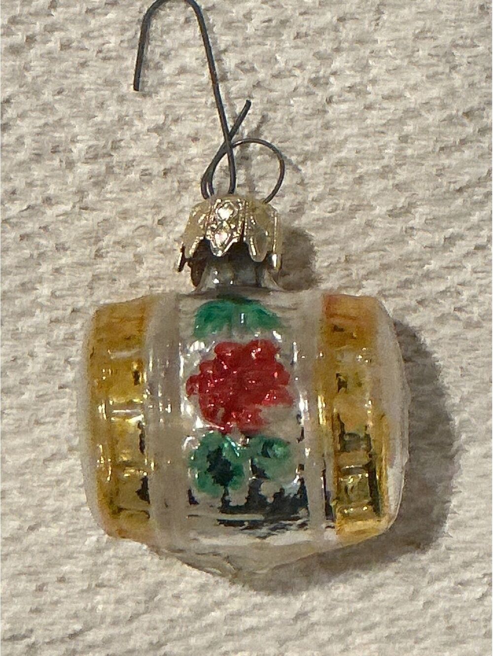 Vintage Blown Glass Beer Barrel Christmas Ornament, Made in Germany